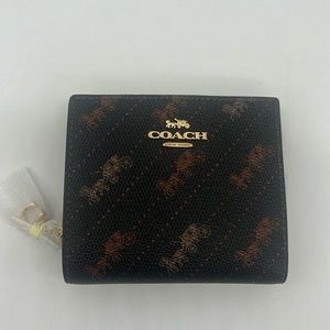 Coach Snap Wallet With Horse And Carriage Dot Print Gold/Black